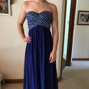Royal Blue Strapless Prom Dress